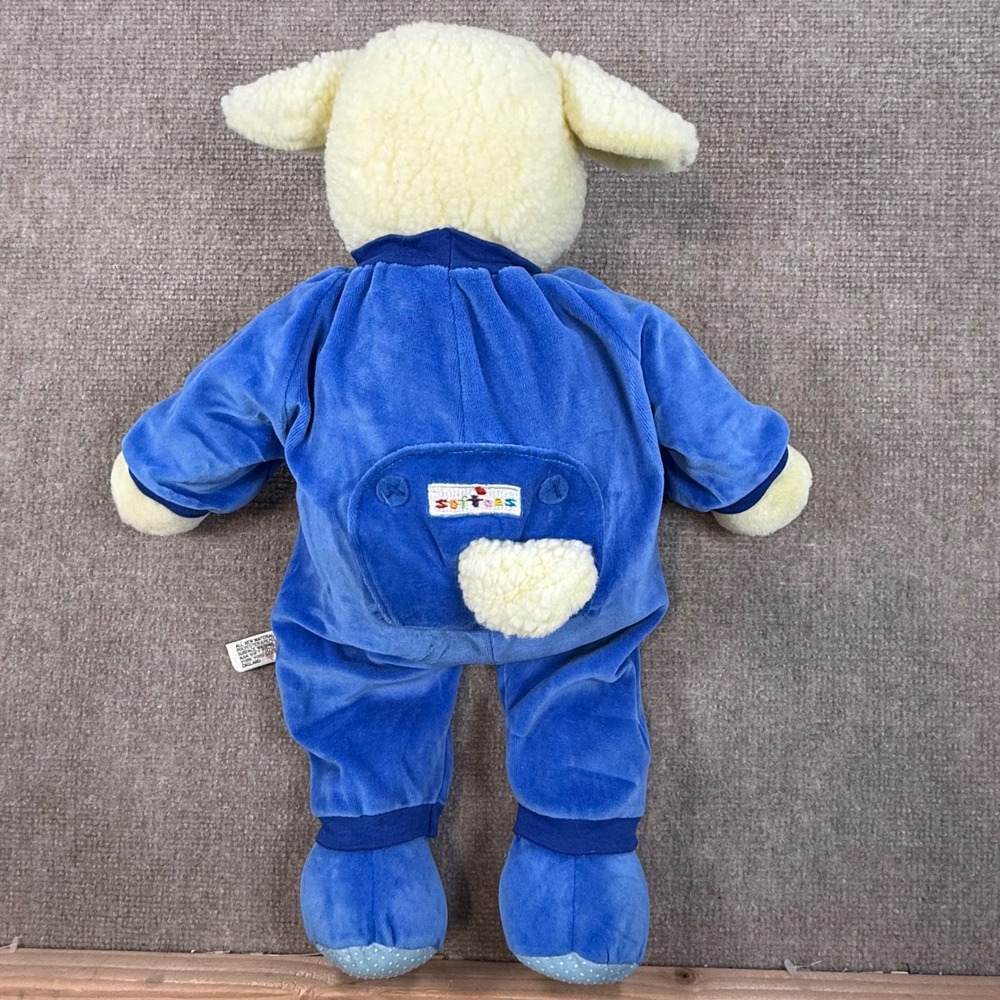 Rare Vintage 90s Baby Aurora Plush Lamb Bedtime Softees Blue Velour Romper - Picture 8 of 11